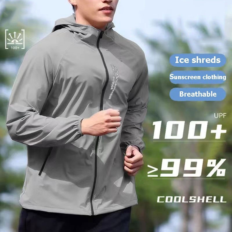 เสื้อผ้ากันแดดสำหรับผู้ชาย สไตล์เกาหลีพิมพ์ลำลองแจ็คเก็ตบางคลุมด้วยผ้า