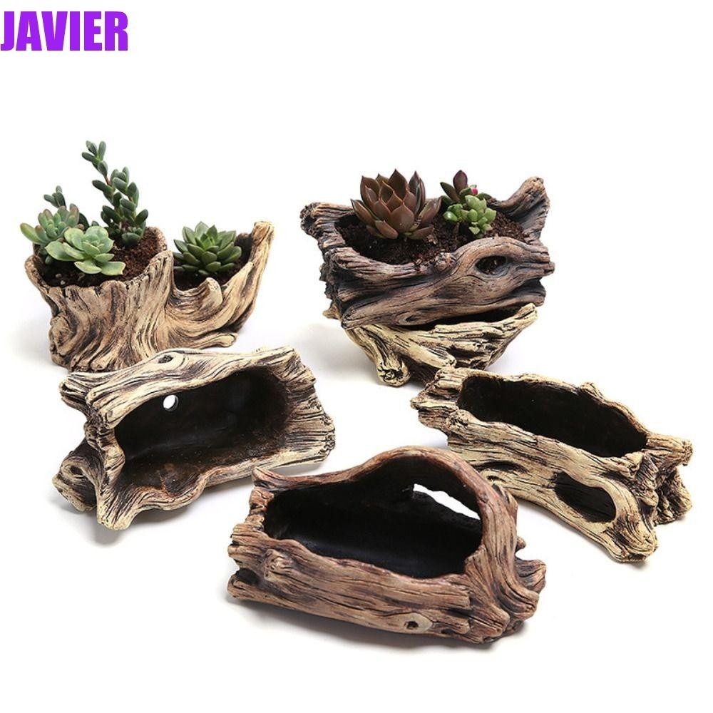 Javier ดอกไม้หม้อสร้างสรรค์เลียนแบบสําหรับตกแต่งบ้านอุปกรณ์สวนในร่ม Stump กระถางดอกไม้