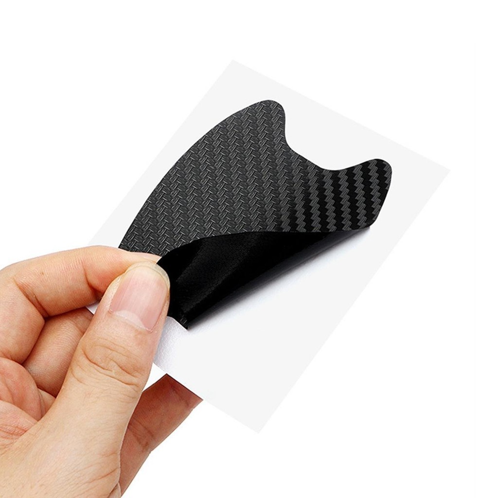 สติ๊กเกอร์ 4ชิ้น,คาร์บอนไฟเบอร์ป้องกันรอยขีดข่วน,ตัวป้องกันถ้วยประตูรถ,ฟิล์มป้องกันมือจับประตูอัตโนมัติแบบไม่ทําเครื่องหมาย,สากลสําหรับมือจับรถส่วนใหญ่(สีดํา) - รูปที่ 4