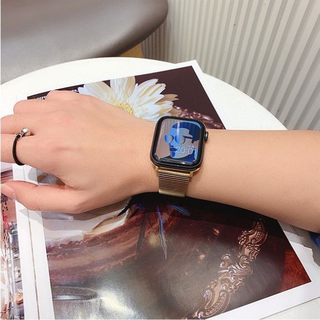 สายนาฬิกา Iwatch7รุ่น654321ชาแนล SE สายนาฬิกาโลหะ45มม. สำหรับ Apple applewatch8นาฬิกา