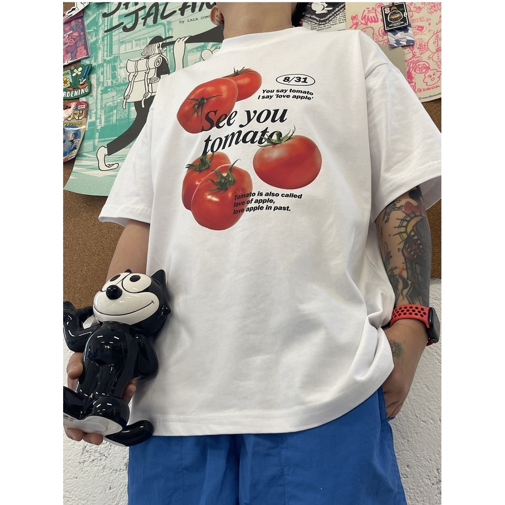 （จัดส่งตลอด 24 ชั่วโมง）HY trendy menswear (เสื้อเฮีย) เสื้อ มะเขือเทศ tomato ผ้า Cotton 100 % ผ้าSOFT ใส่สบาย