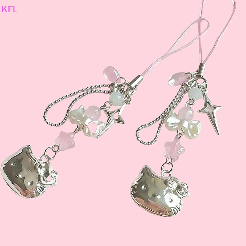 (KFL) Kawaii ลูกแมวหวานโทรศัพท์มือถือเชือกโซ่อะนิเมะเครื่องประดับ Handmade ลูกปัด Strand Dangle จี้ DIY เครื่องประดับอุปกรณ์เสริมของเล่นขายร้อน