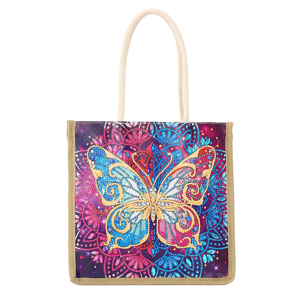 [freestyle01.th ] 5d Diamond Painting Handbag DIY Linen Shopping Storage Bag Reusable Totes