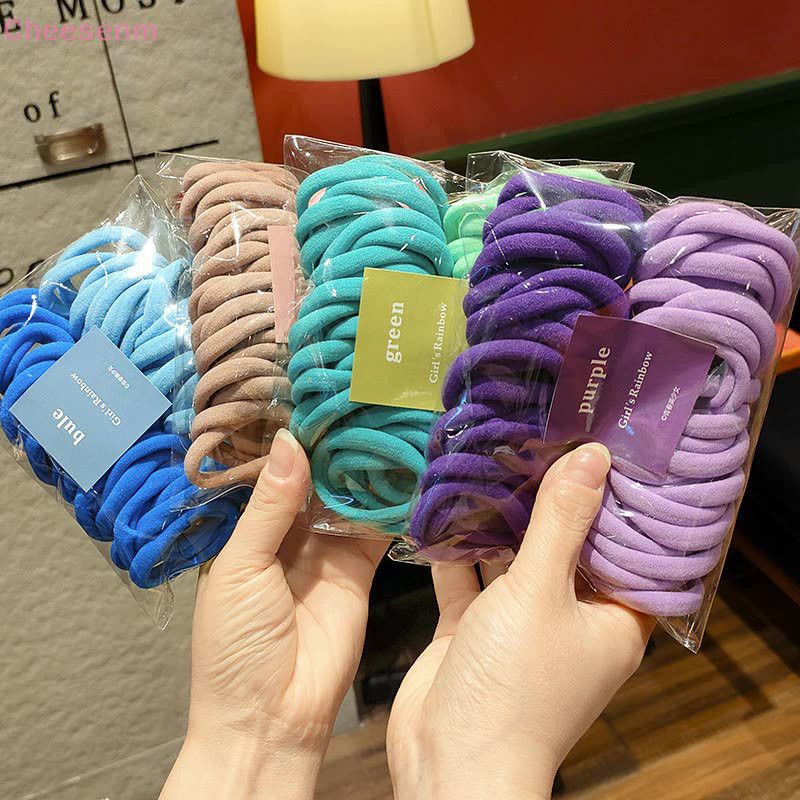 Cheenm 50 ชิ้น/เซ็ตยางรัดผมแบบยืดหยุ่นหญิงอุปกรณ์เสริมผมไนลอนที่มีสีสันเด็ก Scrunchie ของขวัญ TH