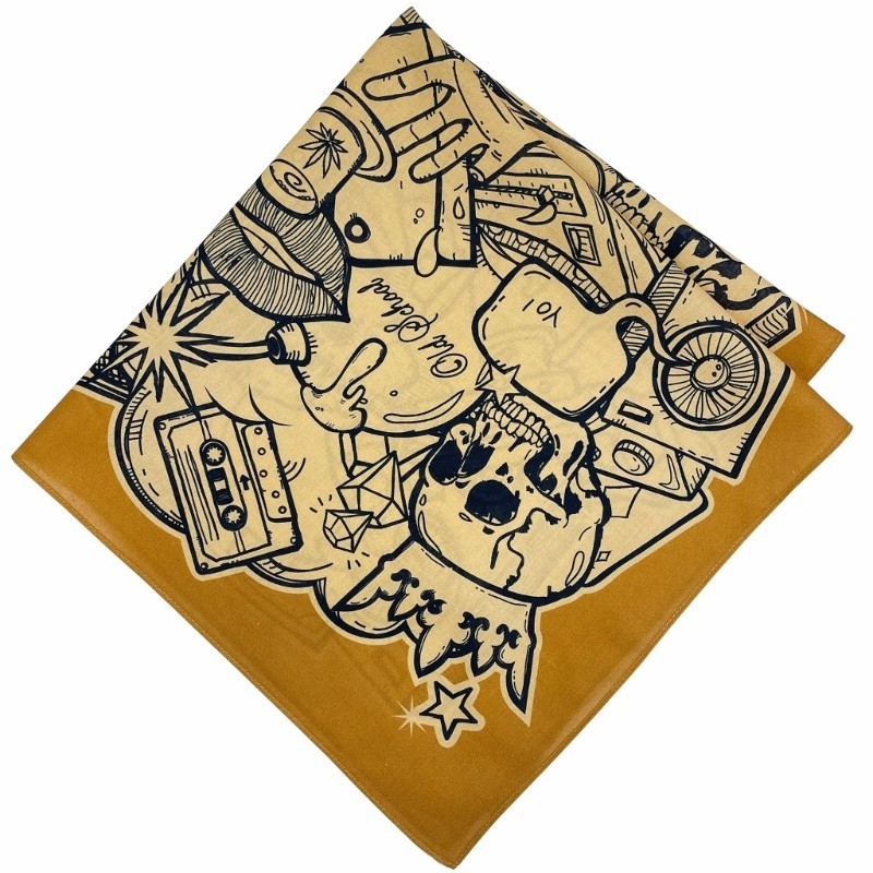 Wake 21 Ellaborate ผ้าพันคอผ้าพันคอ Turbans ผู้หญิงผู้ชาย Head Wrap Creative Skull รูปแบบ