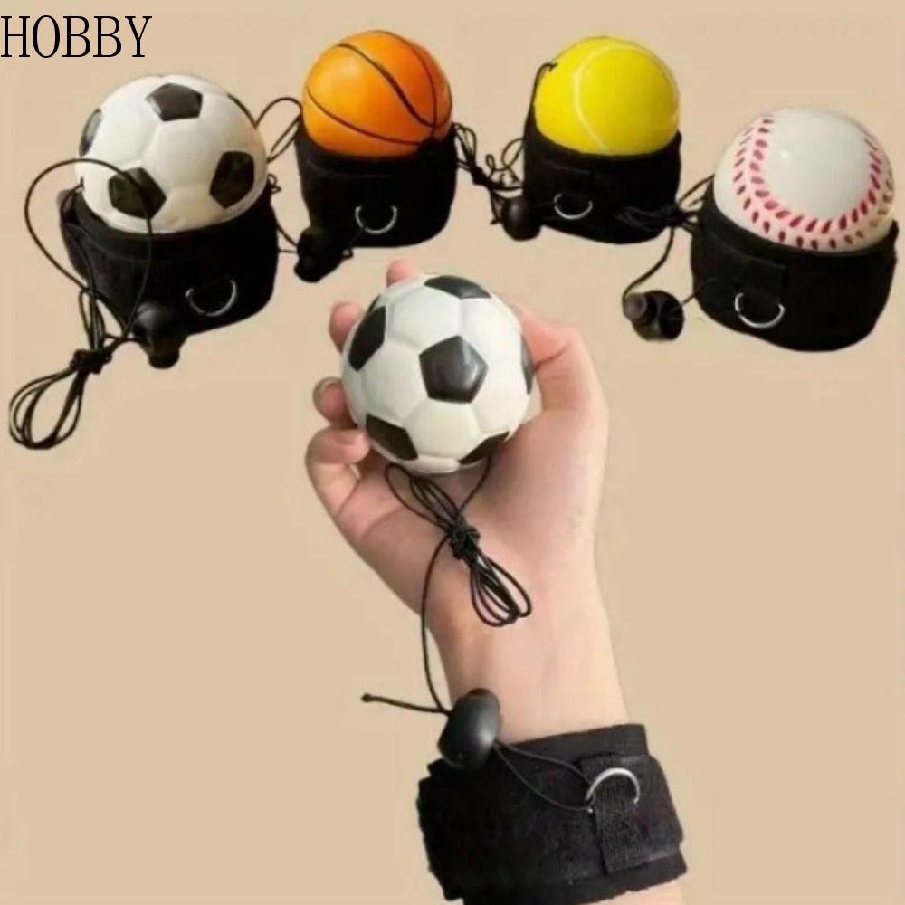 Hobby Elastic Bouncing Return Ball, On String Boring Hand Rebound Ball, Funny Hand Ball เกมบาสเกตบอลเทนนิส Bouncy Ball สายยางยืดกีฬาสนุก