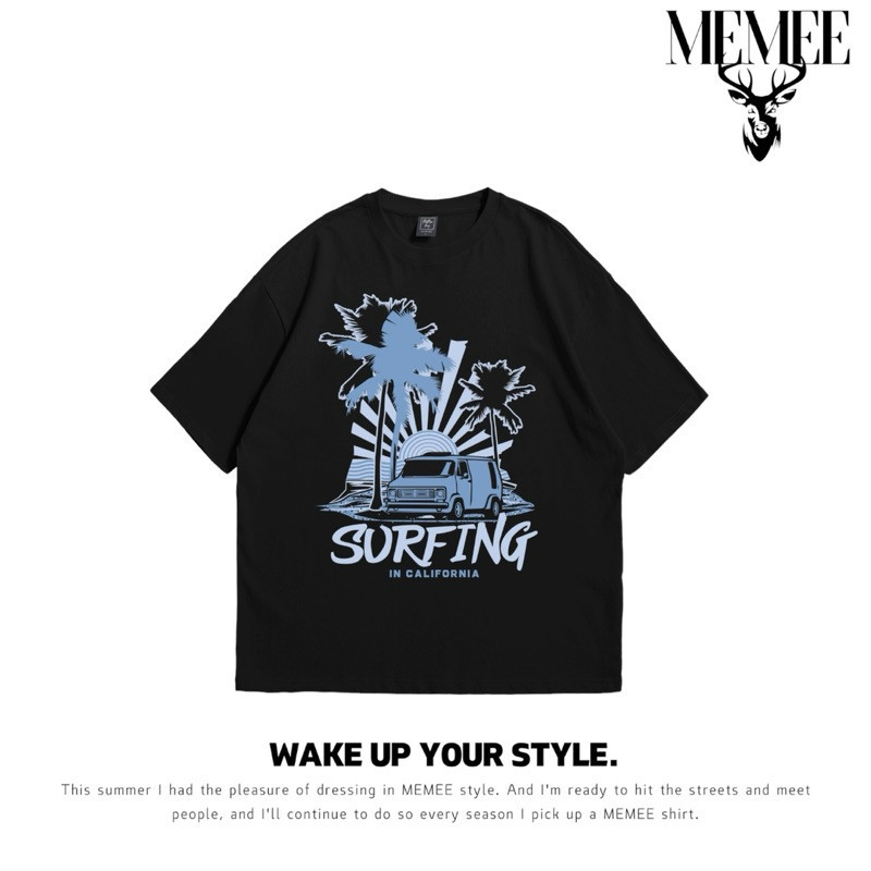 S-5XL OVERSIZE~MEMEE (Unisex)คอฟิต ทรงสวย ผ้าหนา (SURFING)