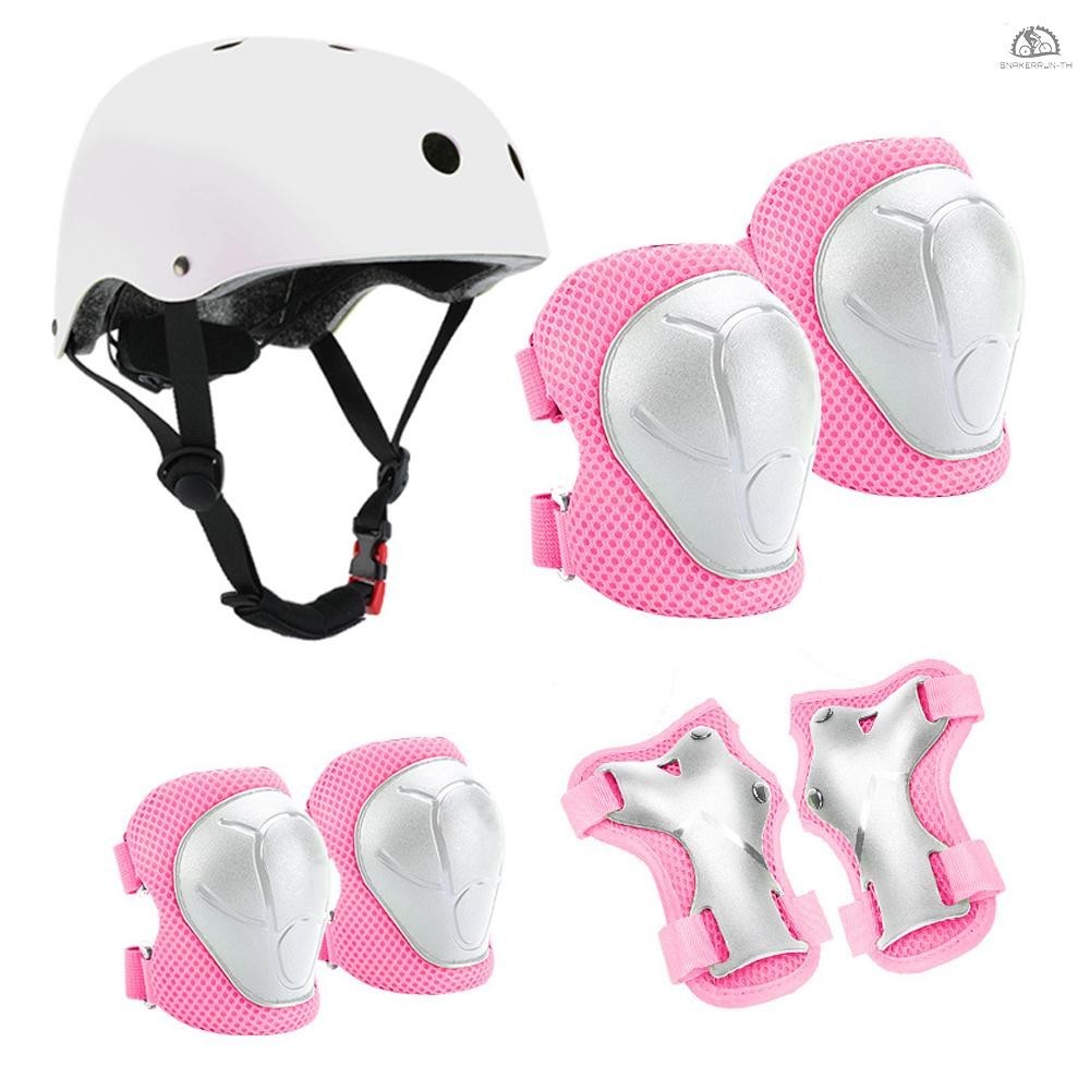 Snkr 7PCS เด็กอุปกรณ์ป้องกันชุด Roller Skating หมวกกันน็อคข้อมือข้อศอกเข่า Pads สําหรับเด็กชายหญิงจักรยานสกู๊ตเตอร์ Roller Skating Stateboard