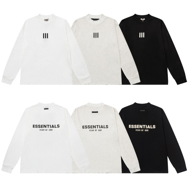 ******* Essentials FEAR OF GOD Joint RRR123 เสื้อยืดแขนยาวแนวตั้งสาม
