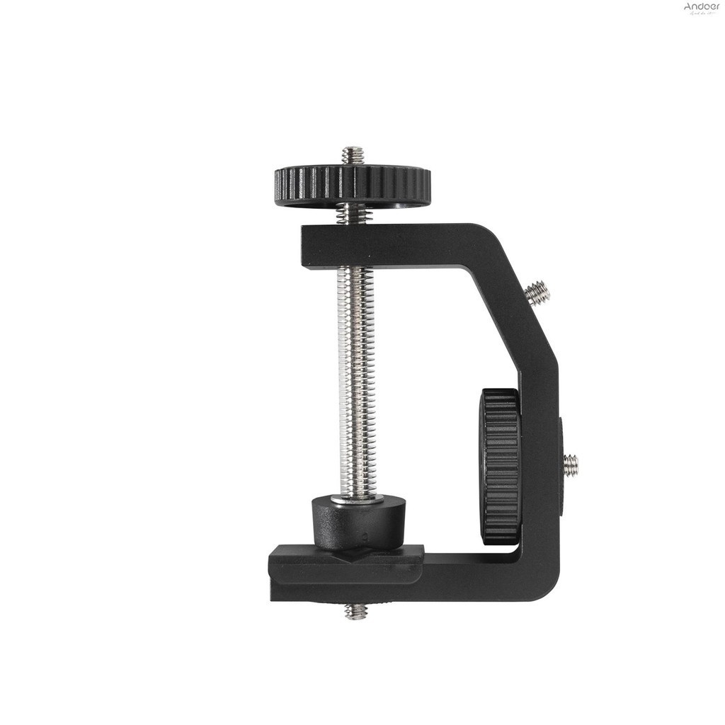 Universal C-Clamp มัลติฟังก์ชั่นอลูมิเนียม C Clamp Mount พร้อมสกรู 1/4 นิ้วสําหรับกล้องไมโครโฟนไฟวิดีโอ