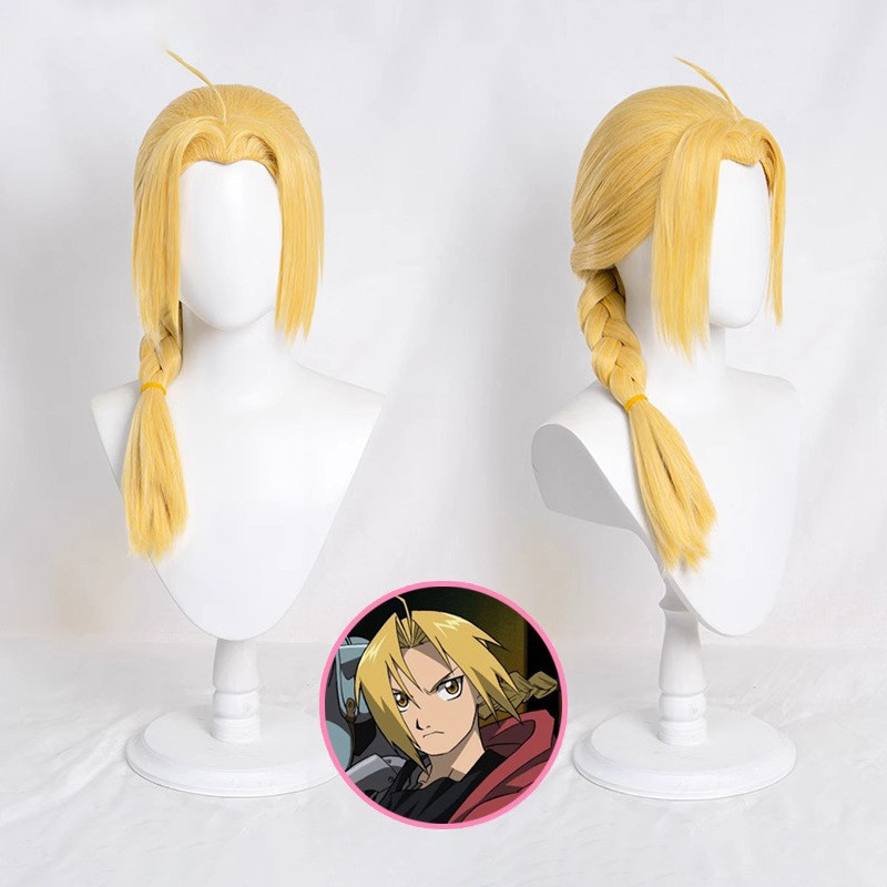 Edward Elric คอสเพลย ์ วิกผม Fullmetal Alchemist ผมยาวสีบลอนด ์ สังเคราะห ์ ทนความร ้ อน