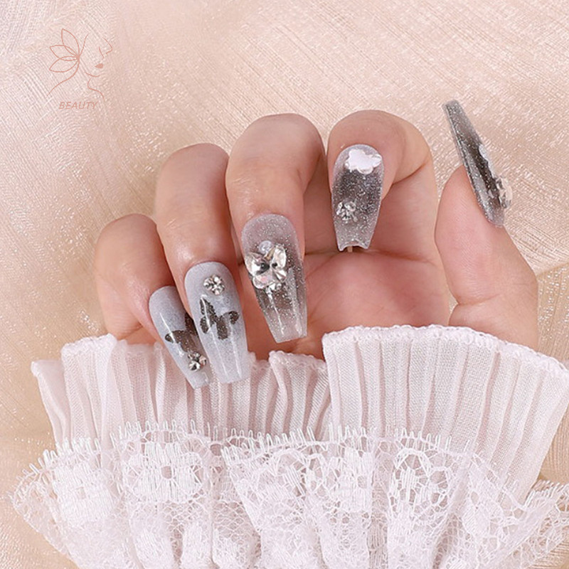[maybeauty] 1 คู่เล็บภาพลูกไม้ตกแต่ง Cuff Double-Layer ตาข่ายฮอร์นแขนเล็บแสดงยาแขน DIY Shoog พื้นหลัง Prop {TH}