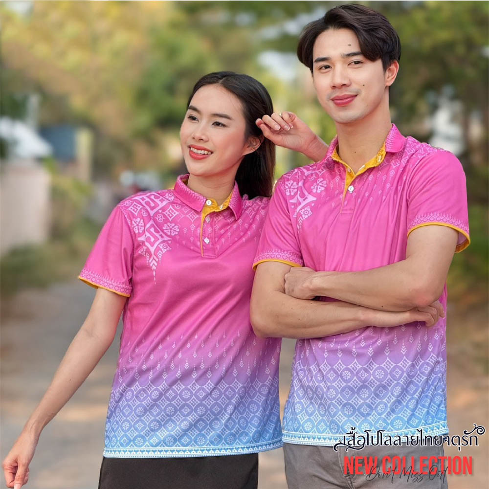 2567 เสื้อโปโลลายไทยสำหรับเสื้อเชิ้ตแขนสั้นขนาดใหญ่สำหรับทั้งชายและหญิงเสื้อผ้าลำลองกลางแจ้งเสื้อโปโล