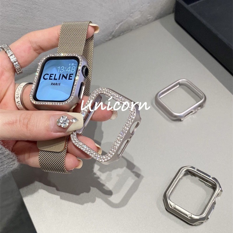 ใหม่ Starlight Bling Diamond กันชน Protector สําหรับ Apple Watch 41/45/44/40/49/42/38 มม. iWatch Series 9 SE 8 7 6 5 3 2 1 Ultra 2