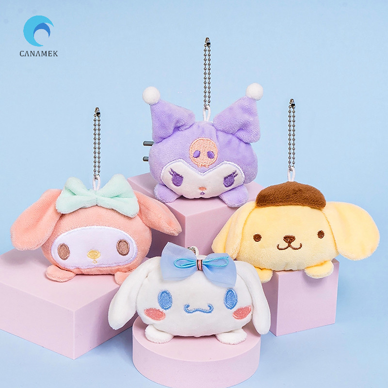 Canamek น่ารัก Sanrio ของเล่นตุ๊กตา Cinnamoroll Melody Kulomi จี้นุ่มยัดตุ๊กตาพวงกุญแจรถกระเป๋าเป้สะพายหลัง Key Ring Decor ของขวัญเด็กใหม่