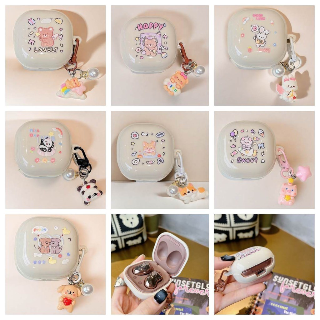 เคสหูฟังสําหรับ Samsung Galaxy buds FE buds Pro Buds2 Pro buds Live หูฟังหูฟังพร ้ อมพวงกุญแจ