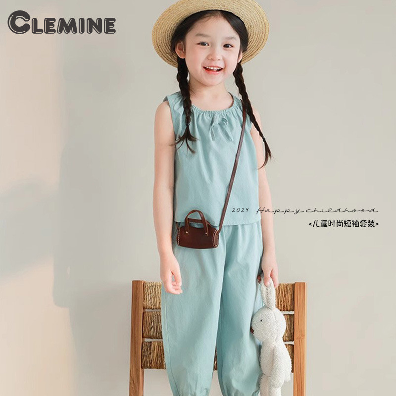Clemine ชุดนอนเด็กหญิง ชุดเสื้อกั๊ก กางเกง นักเรียนประถม เจ้าหญิงต่างประเทศ เทรนด์ปก