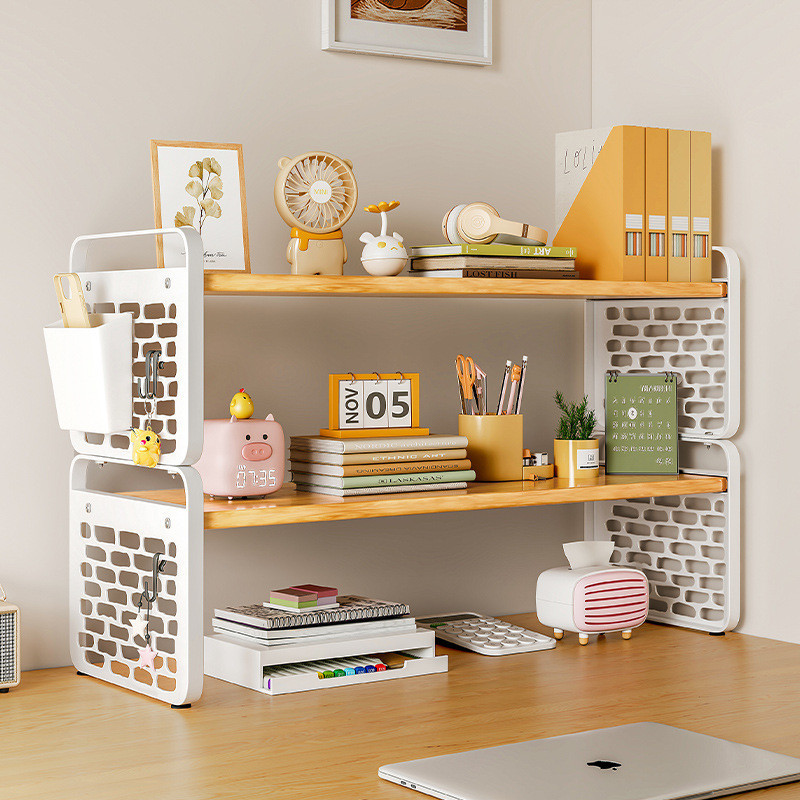 Desktop Hole Board Shelf Desktop Bookshelf Desk Storage Figure Display Rack Multi-Layer Small Shelf 