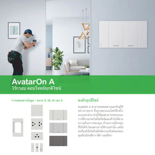 Schneider ชุดเต้ารับเดี่ยว 3ขา + ฝาอุดช่องว่าง 1 ช่อง พร้อมหน้ากาก 3ช่อง รุ่น AvatarOn A สีดำ
