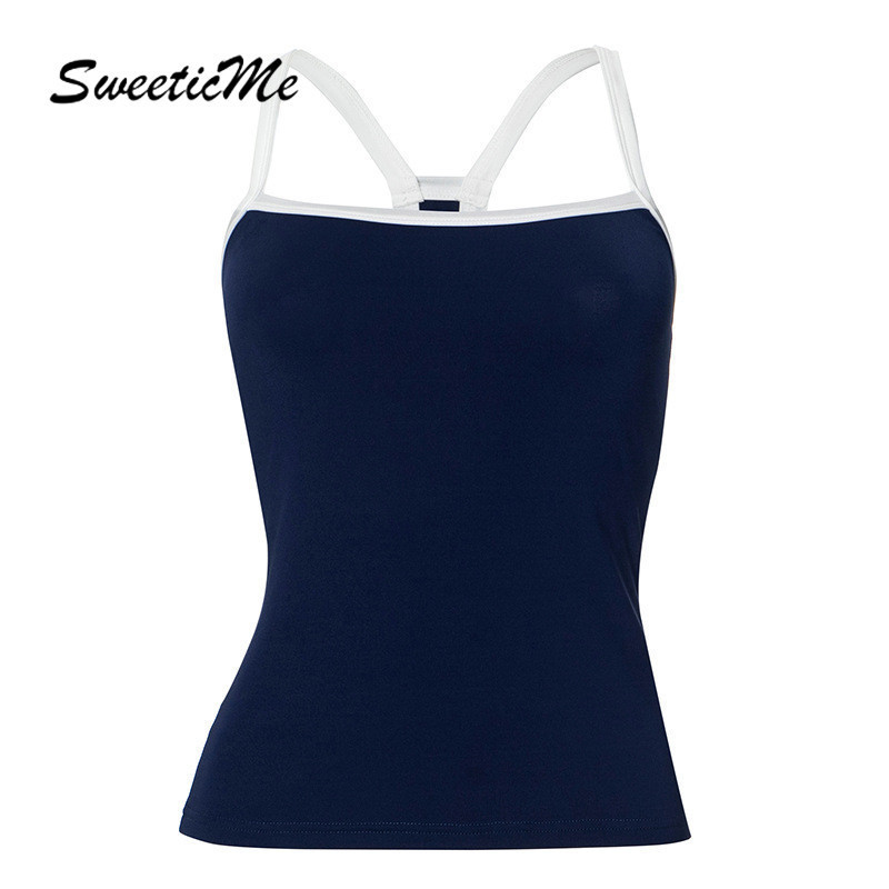 Sweeticme ผู ้ หญิง 2024 ใหม ่ แฟชั ่ น Contrast สีเซ ็ กซี ่ Casual Tank Tops Camisole