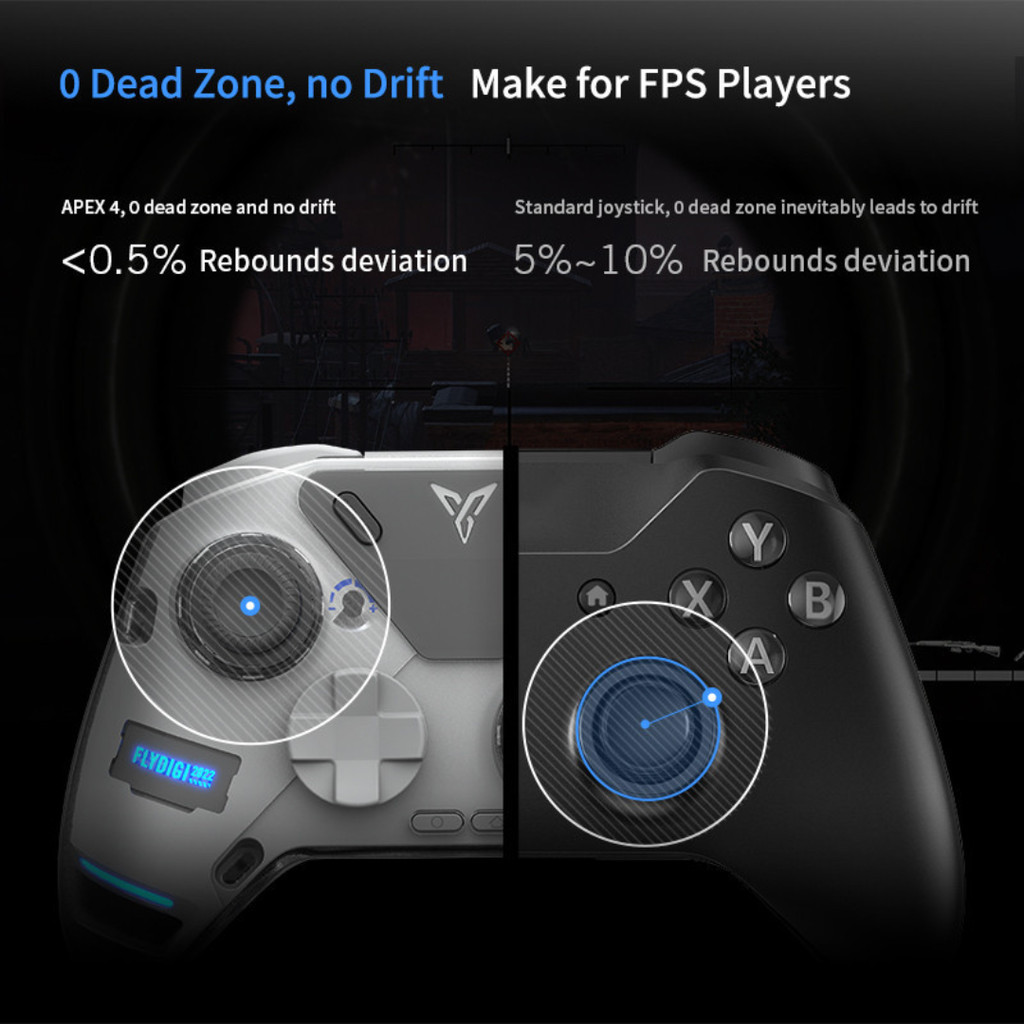 Tinzshop Joy Flydigi Apex4 Elite Gaming Controller Mechanical Design For PC/Windows, Nintendo Switch, Android, iOS (MFi)