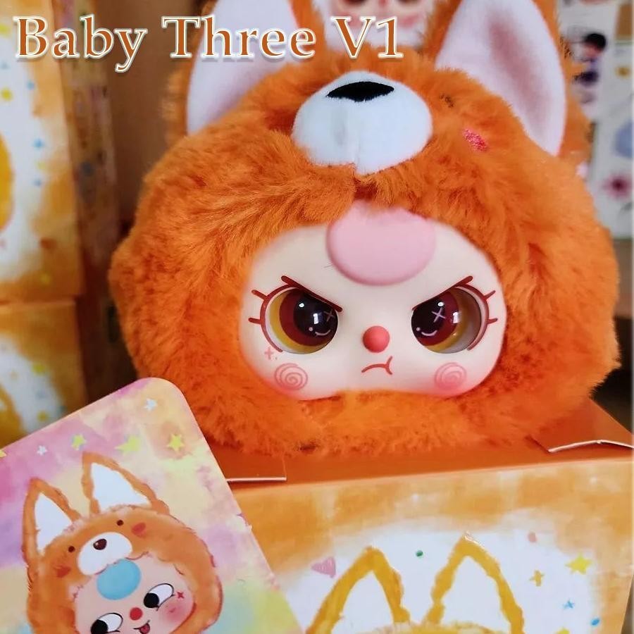 Baby Three V1 Series ตุ ๊ กตาผ ้ ากํามะหยี ่ สุ ่ มกล ่ องของขวัญอินเทรนด ์ decfeyeth