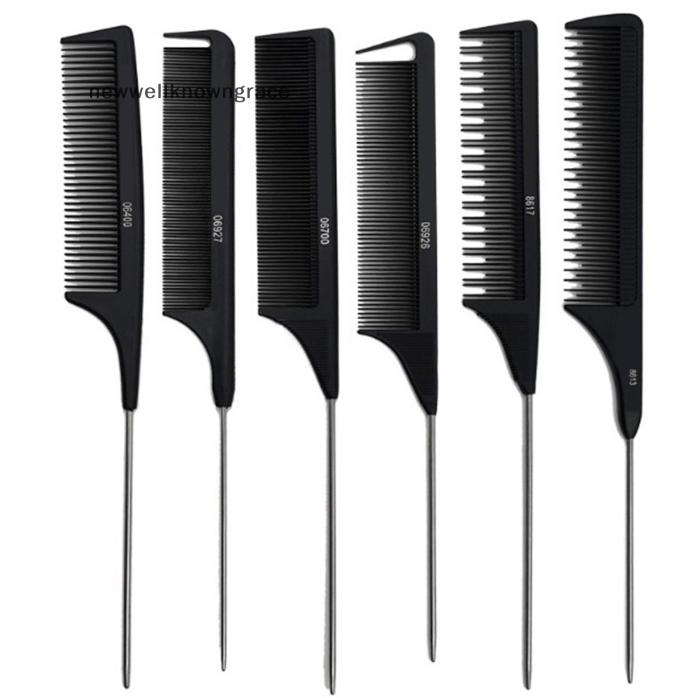 Newwellknowngrace Professional Hair Tail Comb Salon Cut Comb จัดแต่งทรงผมสแตนเลส Spiked TH