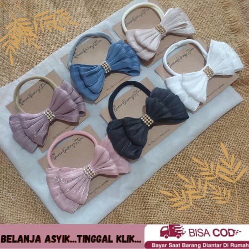 QUEENS Shimmer Ribbon Bandana / Nylon Bandana / ที่คาดผมไนลอนทารกแรกเกิด / ผ้าโพกหัวเด็ก / ผ้าโพกหัว