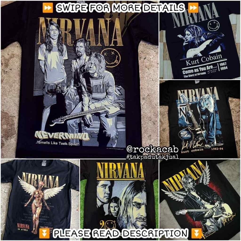 2024 แฟชั่น Nirvana Kurt Cobain Baju Band Tshirt Rock Metal Metalcore หายาก Nu Punk Ovp Vintage Prem