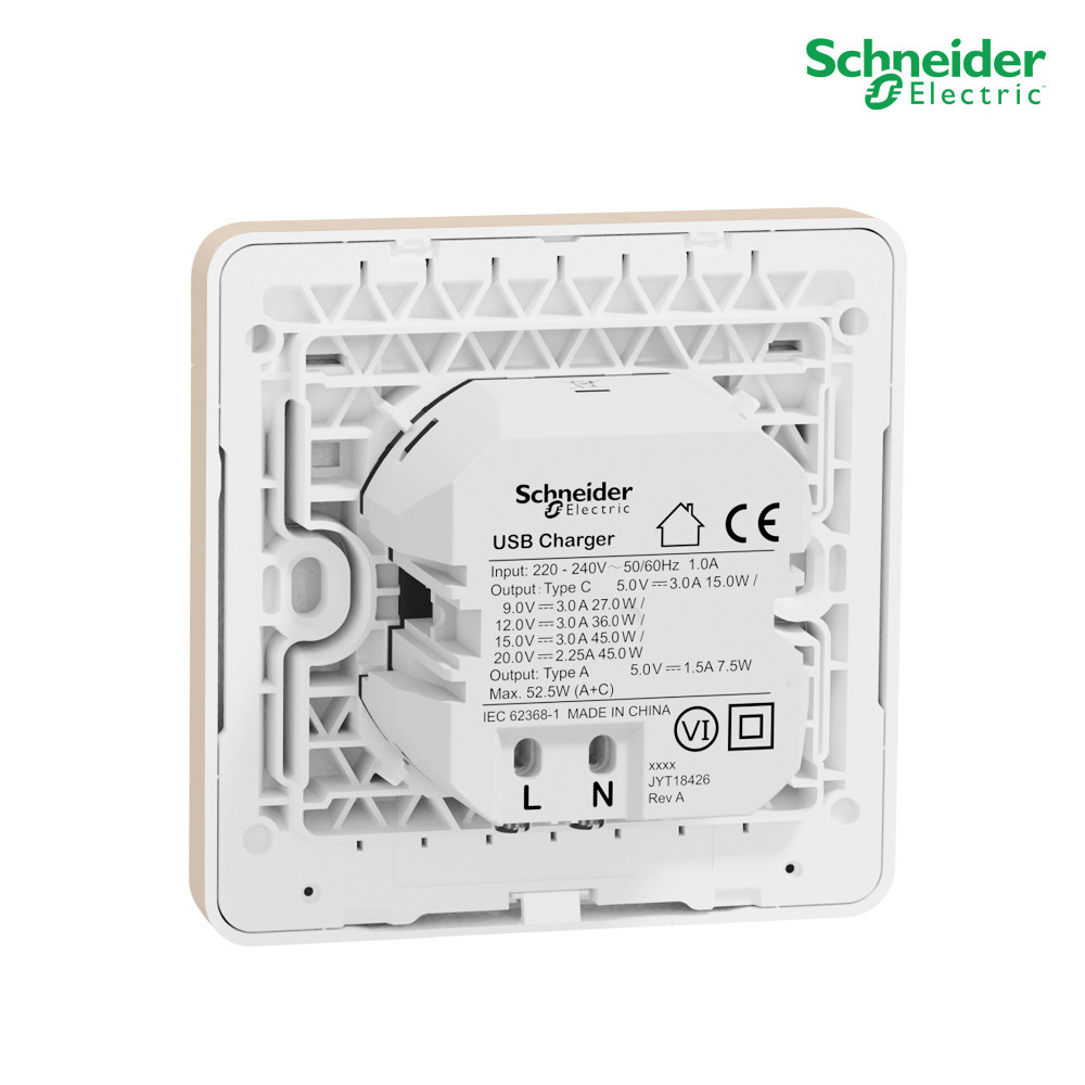 Schneider ชุดเต้ารับ USB Type A+C 45W พร้อมที่วางโทรศัพท์ สีทอง รหัส E832USB45_WG รุ่น Avataron E ราคา ถูกที่สุด ดีลบีเคเค แกลเลอรีภาพที่ 5