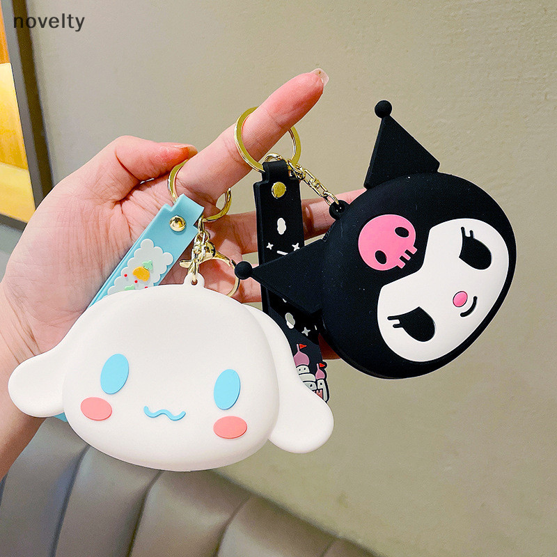Nly Kawaii Sanrio Hello Kitty Kuromi กระเป๋าใส่เหรียญซิลิโคน Cinnamoroll พวงกุญแจกระเป๋าสตางค์ N