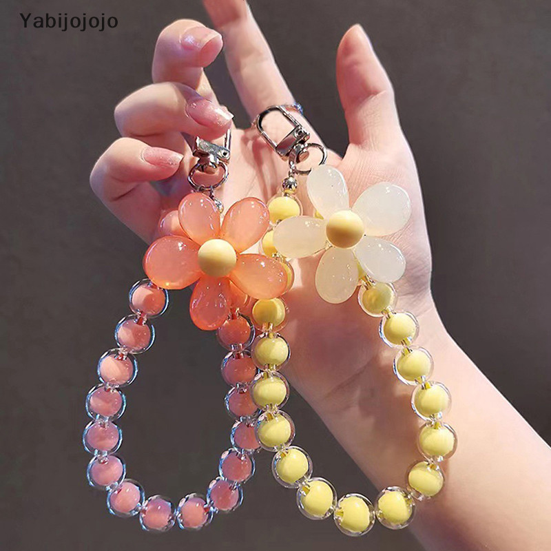 Yabijojojo 1 PC ดอกไม้ที่มีสีสันลูกปัดโทรศัพท์มือถือ Charm สายคล้องเชือกเส้นเล็กผู้หญิงสาวใหม่