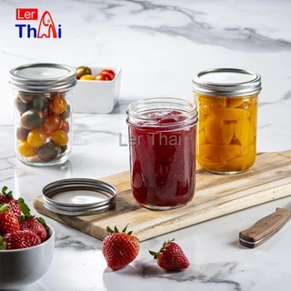 LerThai โถแก้วใสทรงกลม พร้อมฝาปิด สําหรับใส่อาหารแห้ง ผลไม้ ชา บิสกิต น้ําผึ้ง seal pot