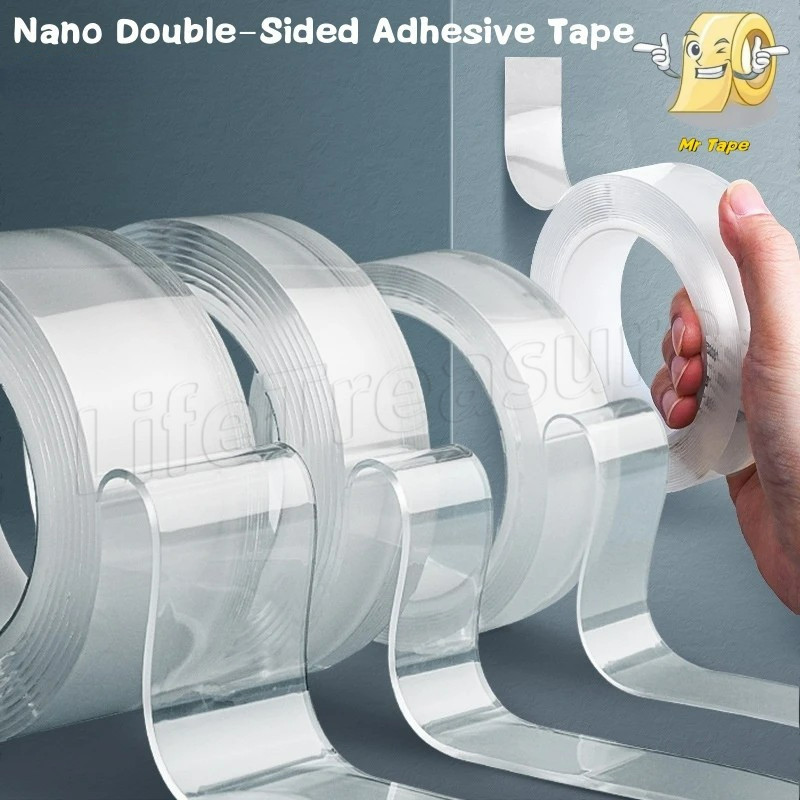 เทปนาโน-สําหรับห้องน้ํา,ห้องครัว,อ่างล้างจานแตะเจลสติ๊กเกอร์-เทปกาวสองหน้า- ไร้ร่องรอย เทปกันน้ํา-เทปกาวแข็งแรงพิเศษ-อุปกรณ์บ้