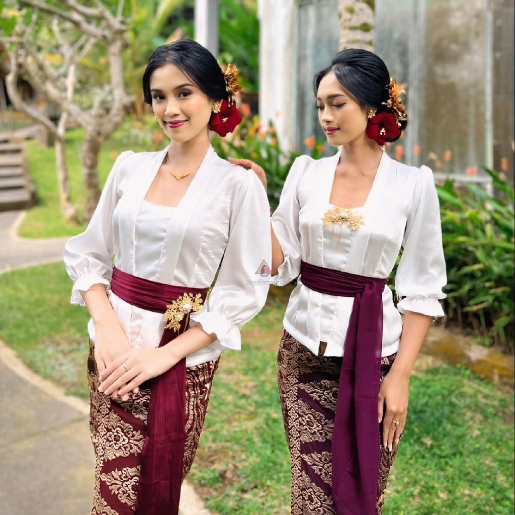 Kebaya กลายเป็น Crastez Sparkel GAW1163 New Kutu (Klepak) Bet V Shoulder Ruffle Flower Sleeve 7/8 (เ