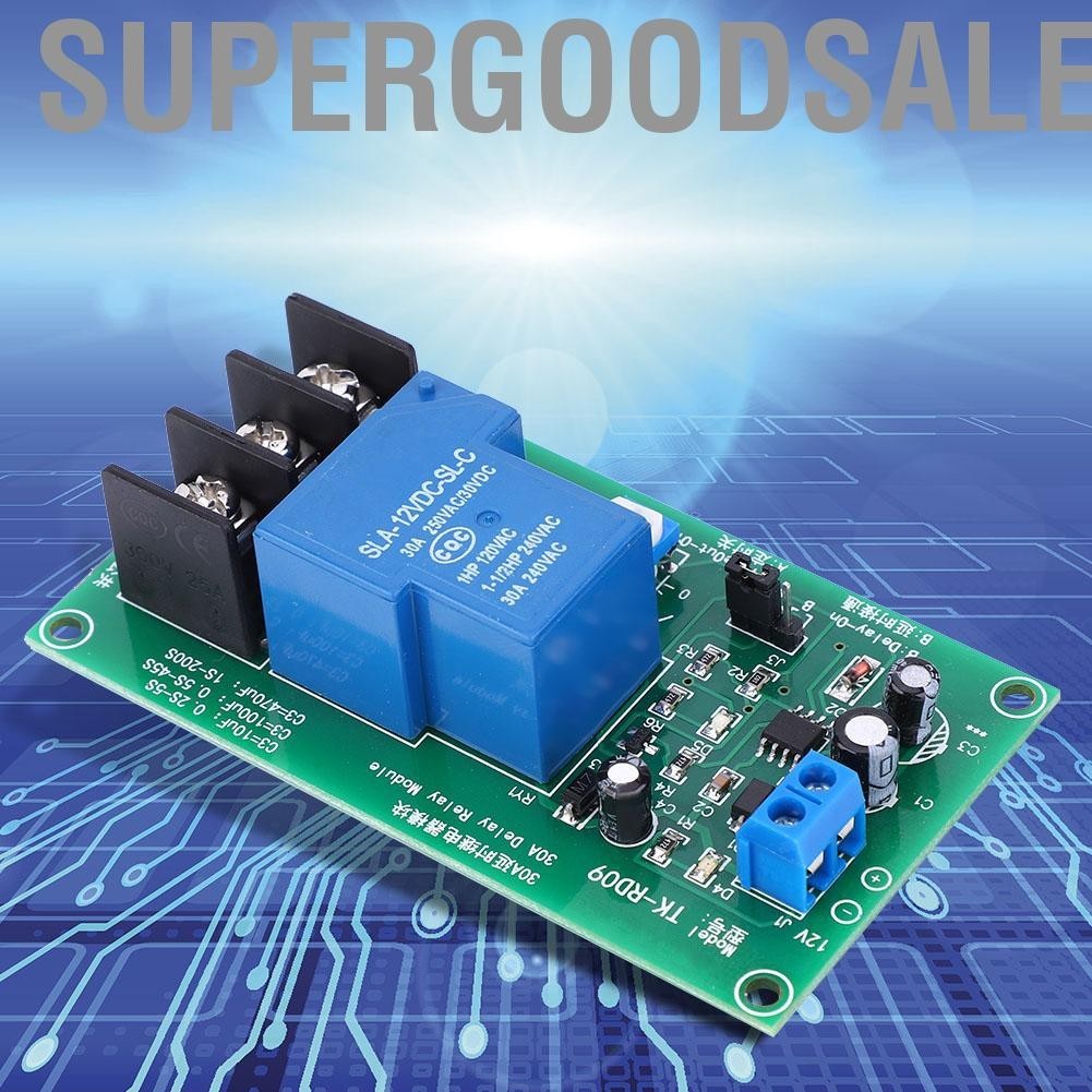 Supergoodsales 30A DC 12V หน่วงเวลารีเลย์โมดูลจับเวลาบอร์ด 0.1-5 วินาทีช่วงสวิตช์เปิด/ปิด