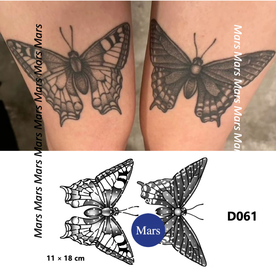 Mars Tattoonew Technology Magic ติดทนนาน 2 สัปดาห์ รอยสักกึ่งถาวร รอยสักชั่วคราว สติ๊กเกอร์รอยสัก รอยสักปลอม ผีเสื้อ ผีเสื้อ D026