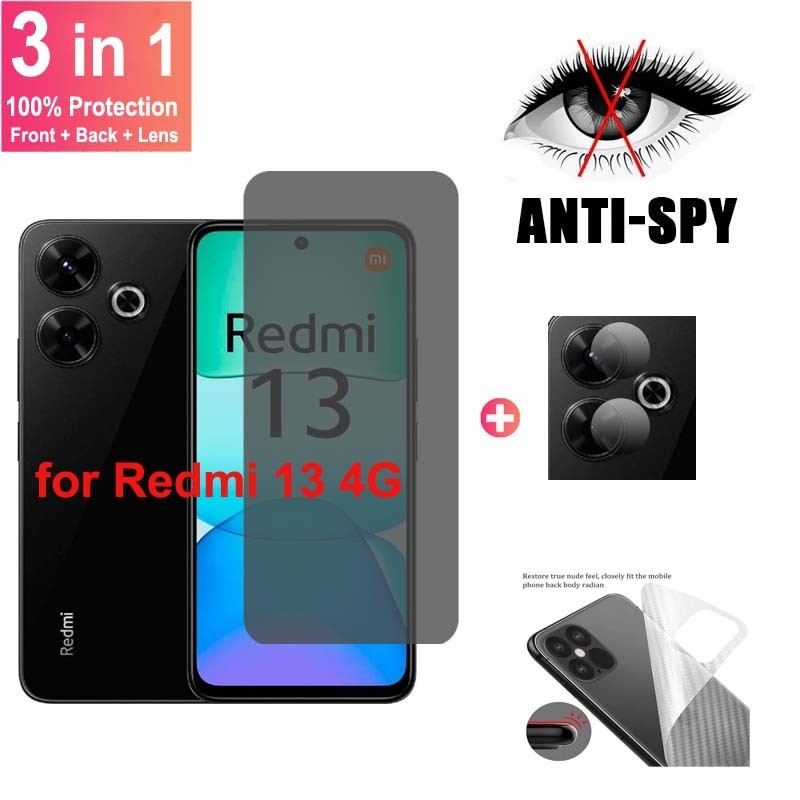 ฟิล์มกระจก สำหรับ Xiaomi Redmi 13 4G กระจกนิรภัยป้องกันหน้าจอ พร้อมตัวป้องกันเลนส์กล้อง Xiaomi Redmi 13 13C 12 12C Note 13 12 12S Pro Plus 4G 5G ป้องกันการแอบดู