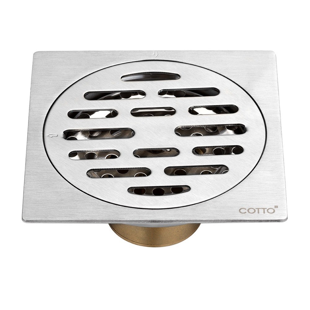 Deluxy Official Shop COTTO ตะแกรงน้ำทิ้งสเเตนเลสเหลี่ยมหน้าแปลน 4 นิ้ว รุ่น CT6404Z2P(HM)