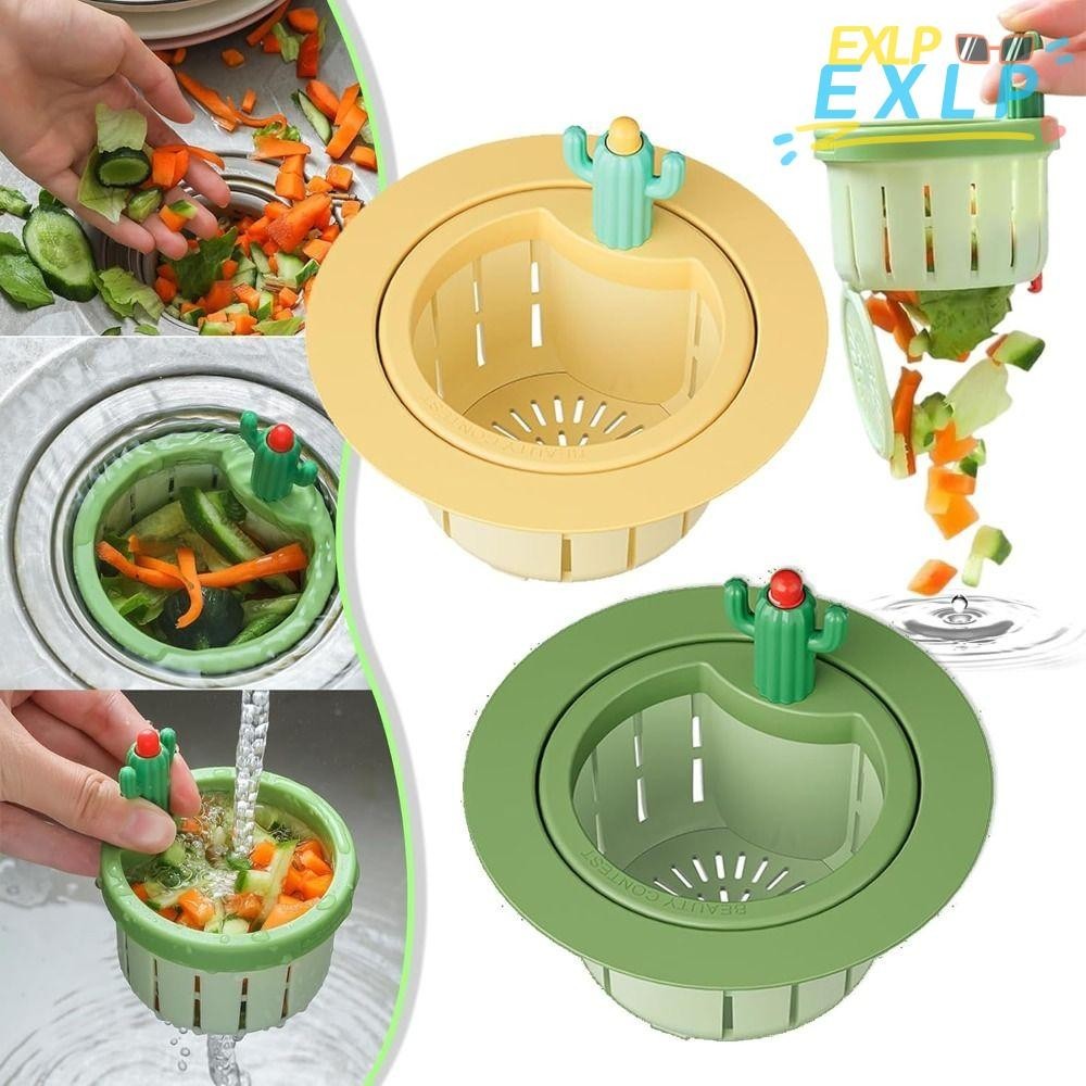 Exlp Cactus Kitchen Sink Drain Strainer, Food Waste Catcher Leakage-proof Sink Drain Basket, ทําความสะอาดง่ายป้องกันการอุดตัน Waste Collector Filter อ่างล้างจานท่อระบายน้ํากรอง