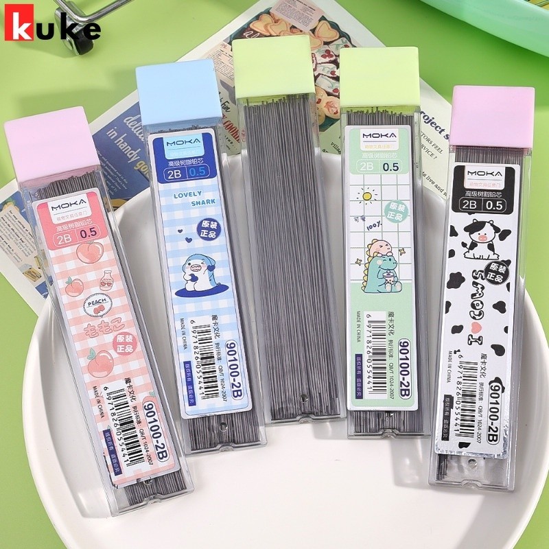 100ชิ้นความจุขนาดใหญ่กล่องการ์ตูนไส้ดินสออัตโนมัติ/ชุดเติมดินสอมือถือ/นักเรียนเขียนลบได้เติมเครื่องเขียน/0.5มิลลิเมตรไม่เปราะเรซินตะกั่วแกน