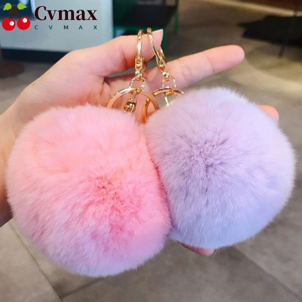Cvmax พวงกุญแจ จี้ลูกบอลขนกระต่ายน่ารัก สําหรับห้อยกระเป๋านักเรียน และกระเป๋า 8 ซม