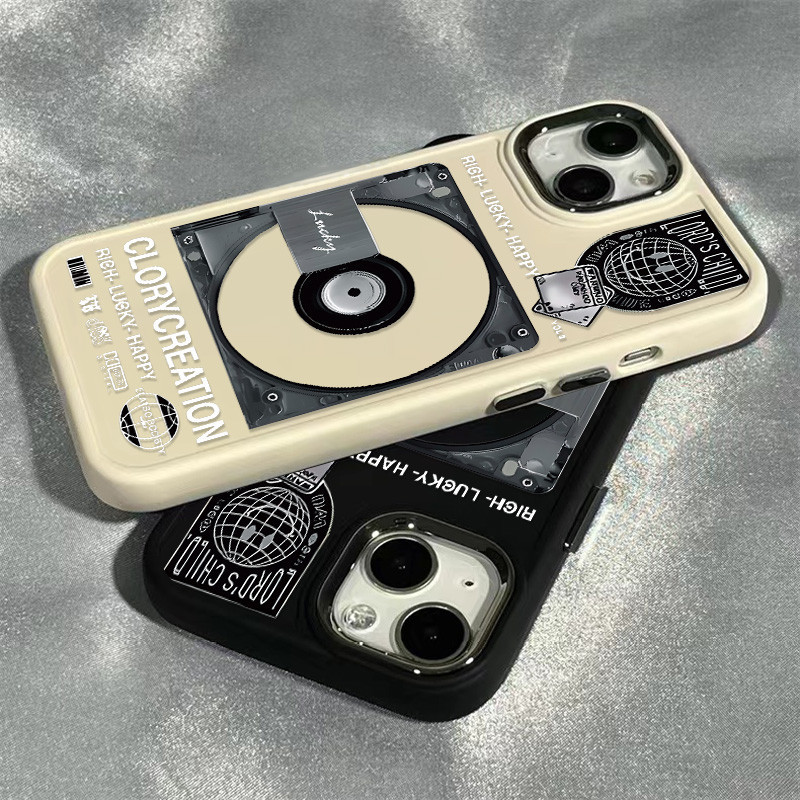 Chaopai Gramophoneบันทึกเคสโทรศัพท์เข้ากันได้สําหรับIPhone 13 15 12 11 14 Pro MAX XR X XS MAX 15Plus 7/8 Plus Se2020 วัสดุซิลิโคนขนาดใหญ่กระจกกรอบเคสโทรศัพท์