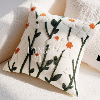 45x45 ซม.สีน้ําตาล Vintage Nordic โยนหมอนครีมหรูหราโซฟาเบาะเอวตกแต่งปลอกหมอน