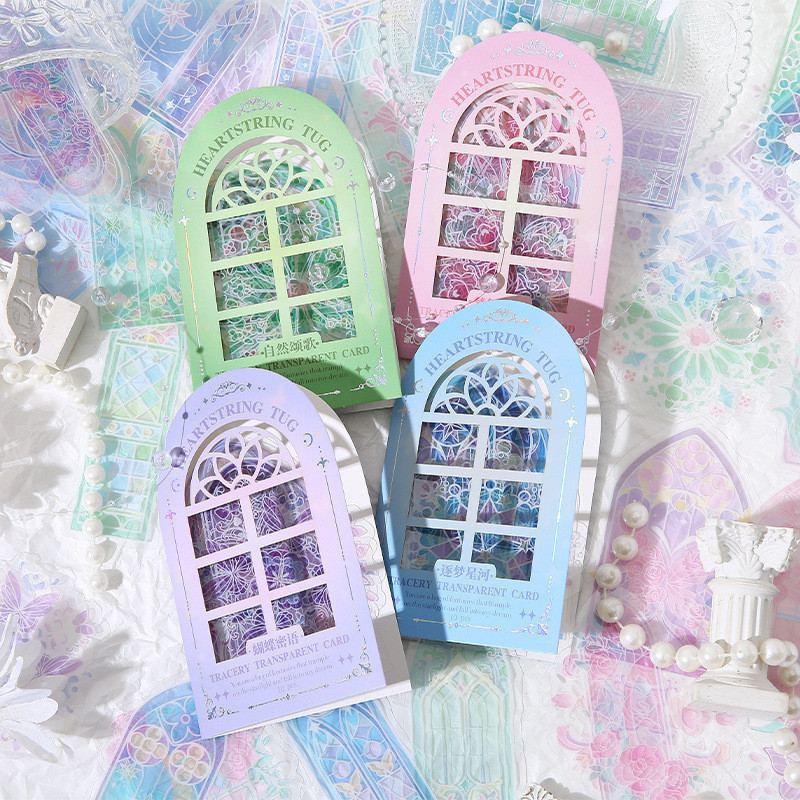 10 ชิ้น/แพ็คเคลือบหน้าต่างกรอบสติกเกอร์Glitter Holographicโปร่งใสPETสติกเกอร์สําหรับDIY Scrapbookingอัลบั้มตกแต่งการ์ดทําBullet Junk Journal Kit Plannerไดอารี่หัตถกรรม