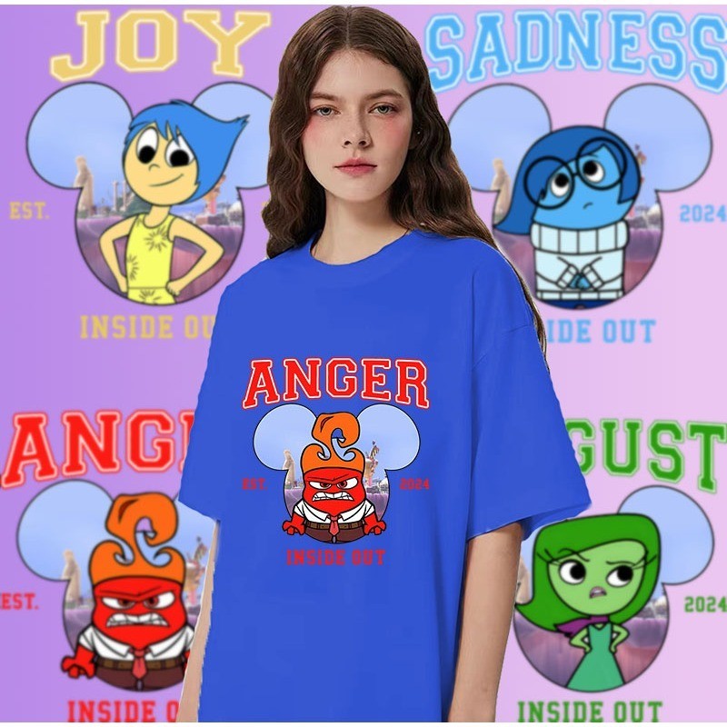 ใหม่ Pixar 's Movie Inside Out 2 เสื ้ อยืดคอ O-neck กราฟิก 100 % สําหรับผู ้ ชายP#25 S-5XL