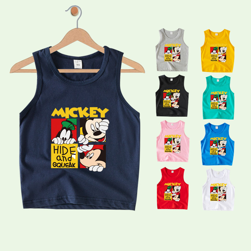 เสื้อกล้ามเด็กผู้ชาย-หญิง Mickey การ์ตูนมิกกี้  แขนกุด 8 สี  ผ้าฝ้าย 100% ผ้านุ่มใส่สบาย TTAA030