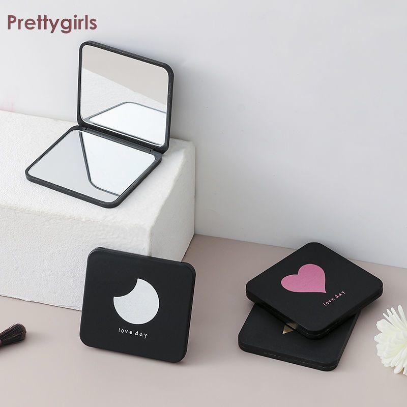 PY.thกระจกเรียบง่ายความละเอียดสูงกระจกพับสองด้าน Ins กระจกแต่งหน้าแบบพกพา-PY