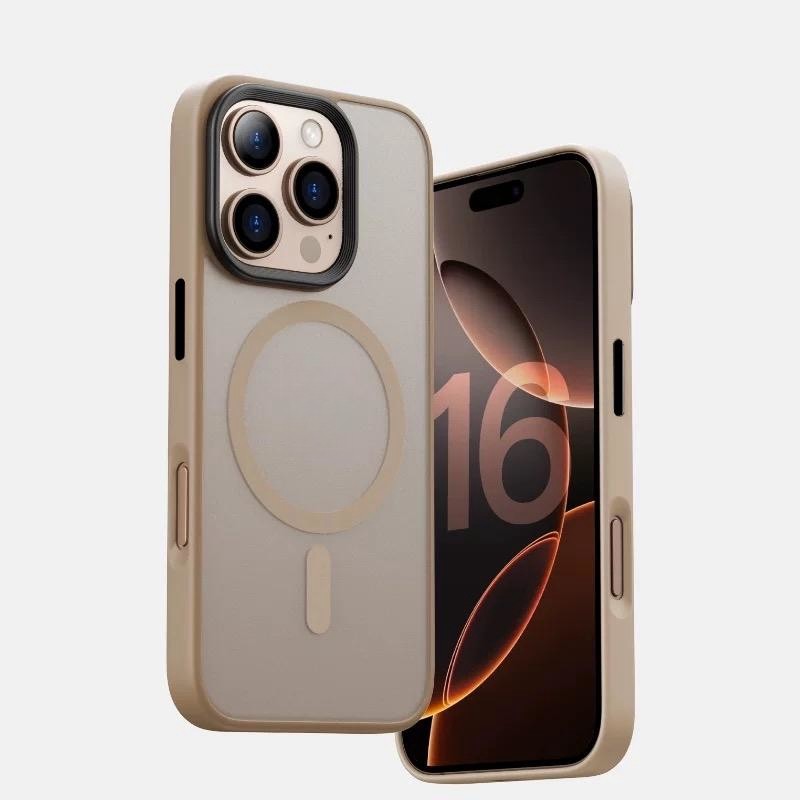 ใหม่ Desert Gold สี Matte โปร่งแสงแม่เหล็กเคสโทรศัพท์สําหรับ iPhone 11 12 13 14 15 16 Pro Max Plus หรูหรา Fullcover กันกระแทกอะคริลิคปกแข็ง