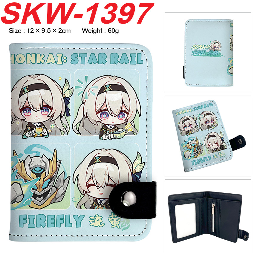 Honkai Star Rail สีการ์ตูน PU หนังกระเป๋าสตางค์แนวตั้งนักเรียนกระเป๋าสตางค์เหรียญสบายๆ